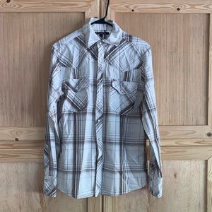 Carbon Black plaid button front western cowboy shirt size S